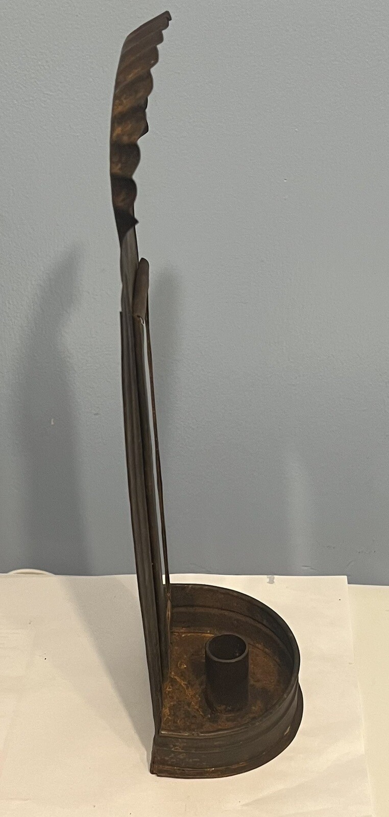 Tin Metal Wall Mounted Sconce Candle Holder With Crimped Top Mirror Star Design 
