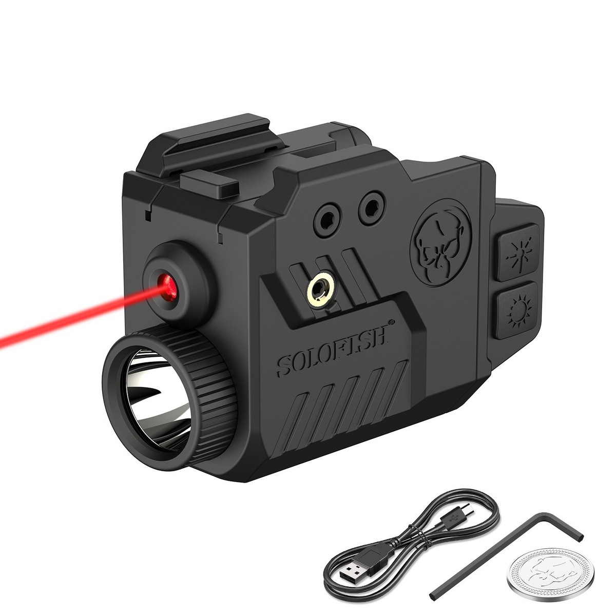 Solofish 700 Lumens Flashlight & Red Laser Sight for Pistol Hand