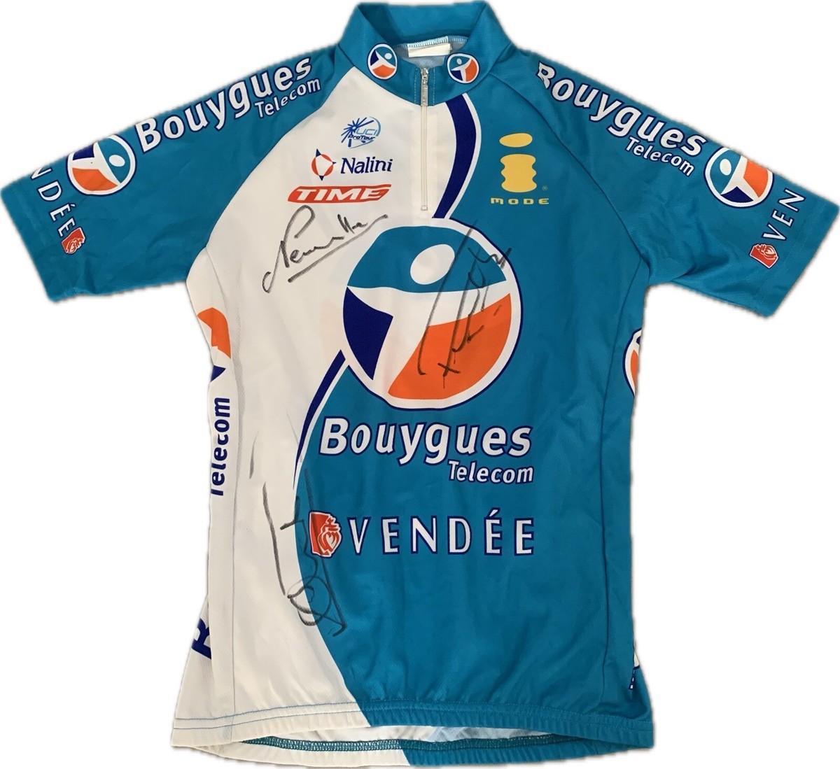 Maillot Cycliste Bouygues Telecom – Avec Autographes De Coureurs, Taille Manche Courte