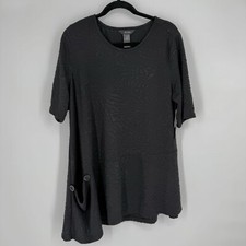 Ali Miles top Women’s large L black textured tunic oversized artsy workwear