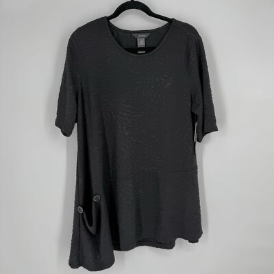 Ali Miles top Women s large L black textured tunic oversized artsy workwear