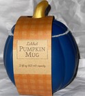 Lidded Pumpkin Mug 21 Fl Oz (621 ML) Capacity Blue And Gold Writing.. Brand New — photo 2