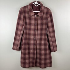 Vintage Fitz-wright Womens Sz 16 Wool Blend Plaid Brown/red Jacket Cool Buttons