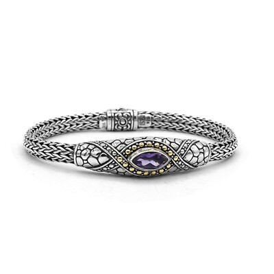 B-373 MAAM-GLD / Armreif 925 Sterling Silber braclet bangle mit 18 Karat Gold