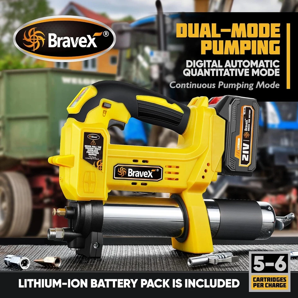 Pistola de engrase eléctrica alimentada por batería con manguera de 40", pistola de engrase inalámbrica de 12.000 PSI Foto 2 de 4