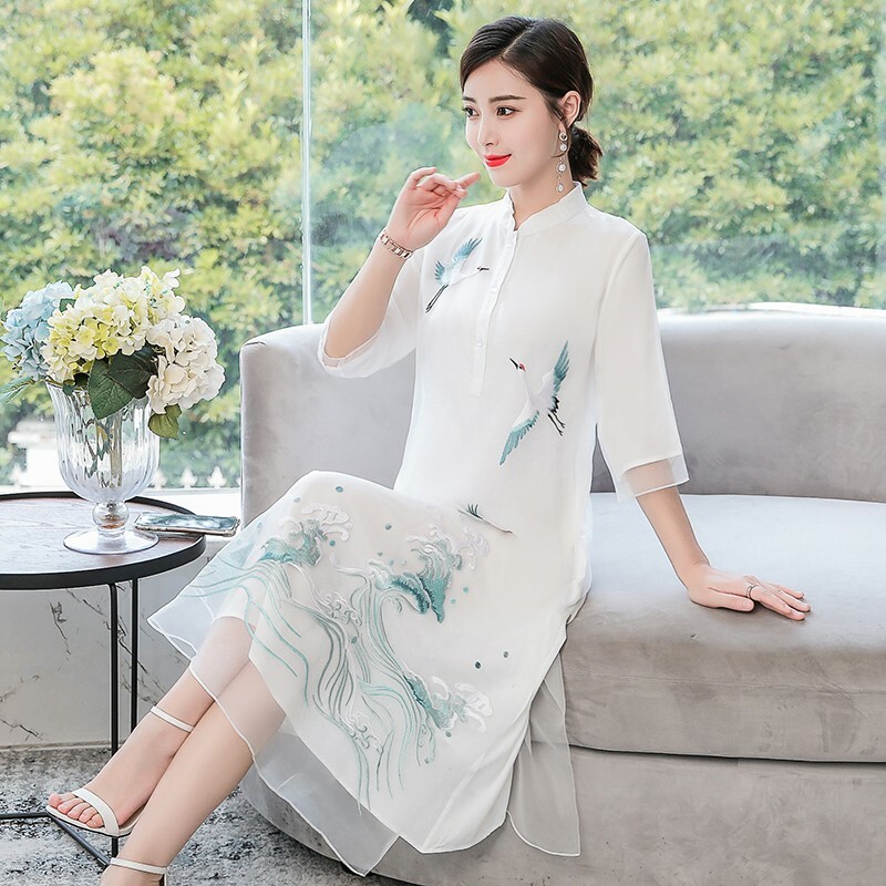 Womens Chinese Style A-Line Qipao Dress Embroideryloose Hanfu Ethnic Cheongsam | eBay Womens Chinese Style A-Line Qipao Dress Embroideryloose Hanfu Ethnic Cheongsam | eBay