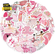 Ballet Stickers, 50PCS Pink Ballets Graffiti Pack Waterproof Vinyl Decals for Wa