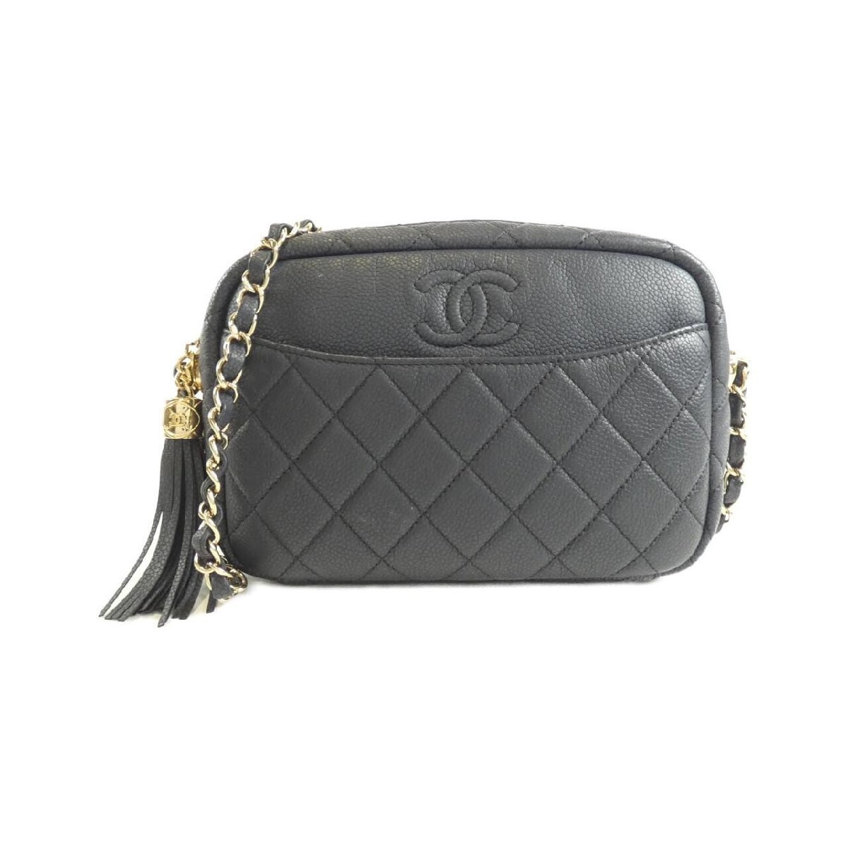 CHANEL 57718 Quilted Leather Shoulder Bag Classic Black
