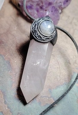 Crescent Moon Phase Necklace | Crystal Magic Triple Goddess Wand Witch Jewelry