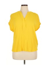 Apt. 9 Women Yellow Short Sleeve Blouse XL