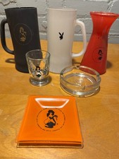 Vtg. Playboy Club Tankard, Mug, Trinket Tray, Ashtray and Candle Holder.