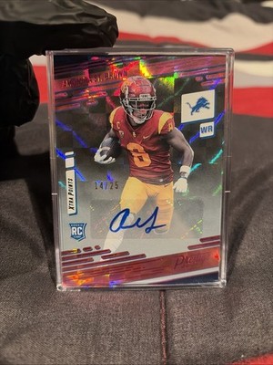 2021 Panini Prestige Rookies Amon-Ra St. Brown Signed Very Rare Pink 14/25 #234