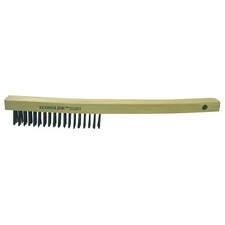 Economy Scratch Brushes, 14 in, 4 X 18 Rows, Steel Wire, Curved Hardwood Handle