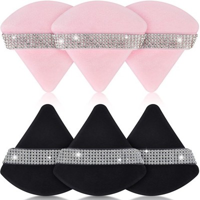 6 Pcs Powder Puff Face Soft Triangle Makeup Puff Velour Cosmetic Foundation S...