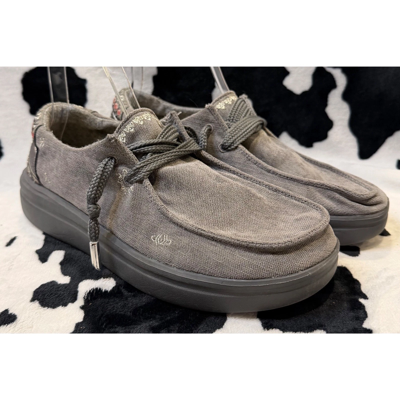 Hey Dude Wendy Rise Flora Grey Platform Slip On Loafers Womens Size 9 Shoes