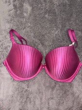 Victoria's Secret Push Up Bra 36DD Pink Striped Adjustable Back Closure