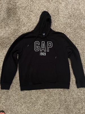GAP Unisex Super Soft BLACK Fleece Logo Large Excellent 