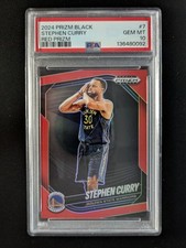 2024-25 Panini Prizm Black STEPHEN CURRY 44/299 Red Prizm Night Night #7 PSA 10
