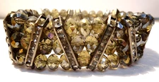 Rhinestone Expandable Mid-Century Bracelet 4" W excellent