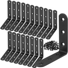20 Pack 3" x 3" Black L Brackets Heavy Duty Right Angle Brackets for Wood,