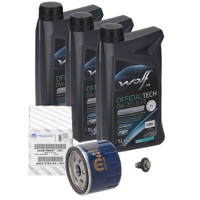 3L WOLF 0W20 LS-FE + ORIGINAL MOPAR Ölfilter für FIAT 500 PANDA 1.0 Mild Hybrid