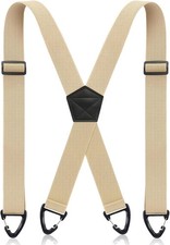 Sintege X Back Hidden Suspender 1.5 Inches Under Clothing Heavy Duty Khaki