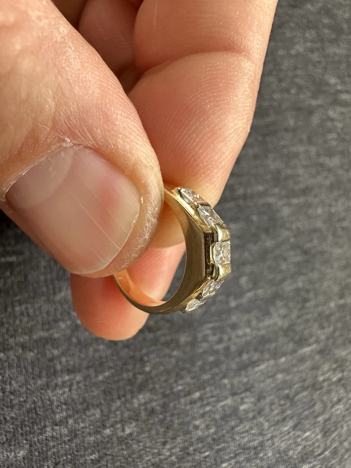 Conjunto de anel de casamento personalizado tamanho 5 diamantes naturais ouro 18k/platina 1,62 Kw total - Imagem 4 de 4