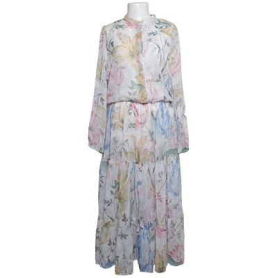 H&M, Maxikleid, Größe: 42, Weiß/Mehrfarbig, Blumen, Damen #rVE