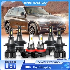 For BMW X5 2007-2013 LED Headlight Hi/Low Beam Fog Light Bulbs 6000K White Combo