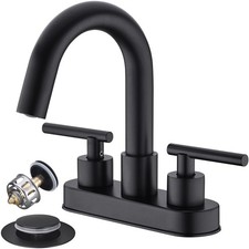 Black Bathroom Faucet Centerset Sink Faucets For 3 Hole Sink 4 Inch 2 Handle Rv