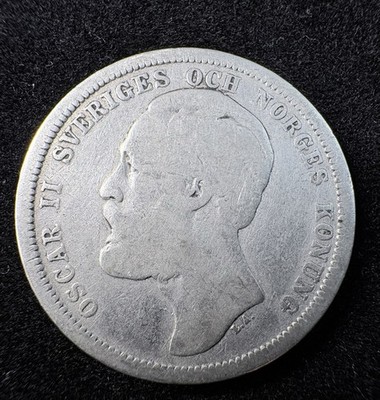 1880 Sweden 1 Krona Oscar II Rare Silver Coin KM #747 Fast Shipping  
