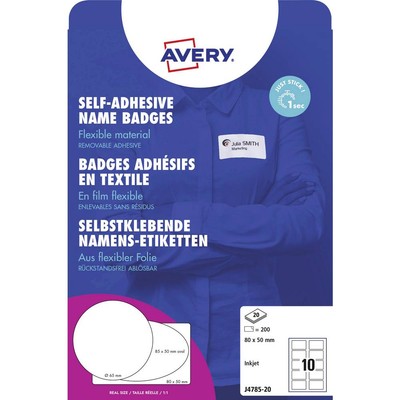 200er Multipack Avery-Zweckform J4785-20 Namensschild (B x H) 80 mm x 50 mm 200
