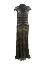 Tadashi Shoji Women's Lace Evening Gown 8, Black/Nude 