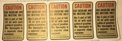 LOT OF FIVE ORIGINAL CLINTON OUTBOARD MOTOR ENGINE DECALS