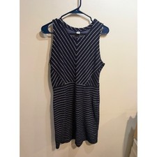 Old Navy Womens Large Navy Blue White Striped Sleeveless V-Neck Shift Dress L