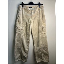 True Religion Wide Leg Cargo Pants in Beige 90s low rise baggy