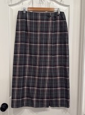 Sag Harbor Plaid Plaid Side Slit Mid Calf Skirt Sz 12 Pre Owned Vintage