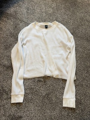Wild Fable white waffle knit long-sleeve crop top