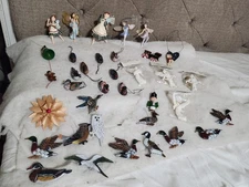 Lot Of 34 Vntg? Christmas Ornaments Various Brands/Materials/Subjects/Sizes