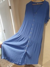 PRETTY SIMPLY BE BLUE CHEESECLOTH / CRINKLE SHIRT MIDI DRESS SIZE 16 