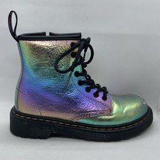 Dr Martens Iridescent Boots 1460 J Juniors Youth US SZ 12 Used And Worn Docs