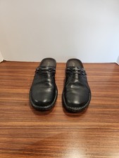 Clarks Artisan Womens Black Sz 10 Wedge Mule Clog Braided Leather Comfort