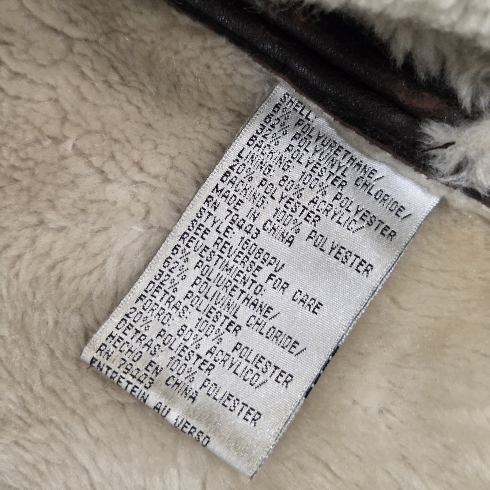 Learsi Men’s 3X Faux Leather Sherpa Lined Brown Jacket Aviator Shearling Coat