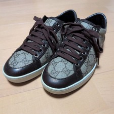 GUCCI Low Cut Sneakers GG Supreme Pattern Siz...