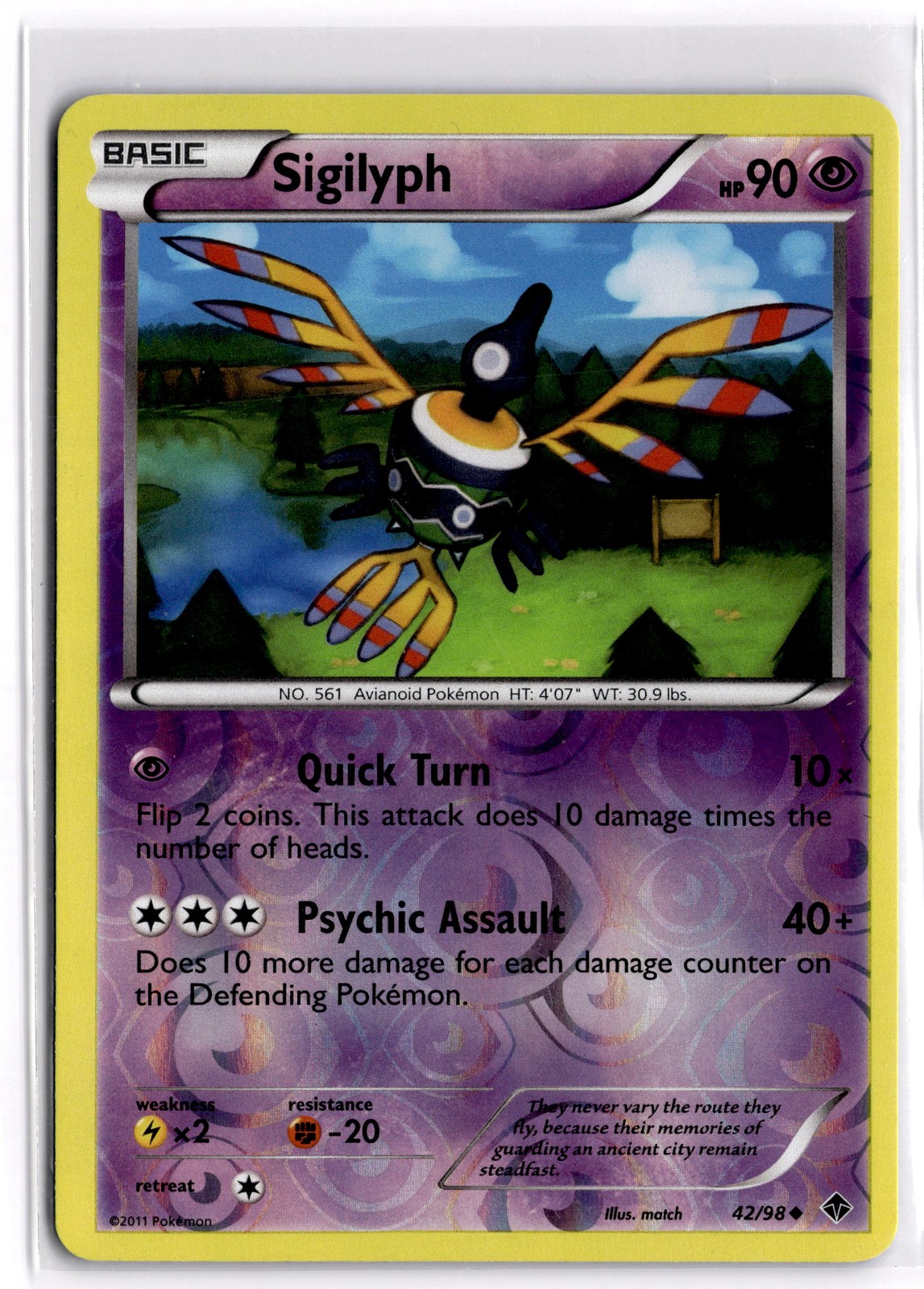 Pokemon TCG Sigilyph 42/98 Emerging Powers Uncommon Reverse Holo