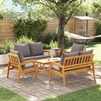 5-Teiliges Bistro-Set Mit Kissen Aus Massivem Akazienholz