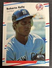 1988 Fleer Roberto Kelly Baseball Rookie Card (RC) 212 Yankees OF Poor Scratched. rookie card picture