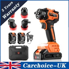 Brushless Cordless Drill Driver kit UK LED Light GEARZAAR with 4-Tool Heads