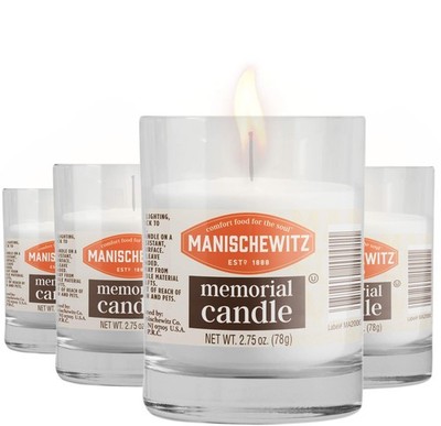 Manischewitz 24 Hour Candles, 1 Day Glass Yahrzeit Memorial Candles 4 Pack |