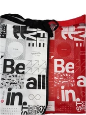 Lot Of 2 New Lululemon Reusable Shopping Tote Bag Large White  & Red 16x 14